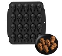 Skull Chocolate Mold, Jellies Skeleton Mould, 3d Silicone Molds, Reusable Design and Creative Crafting for Candy Chocolate Gummy Halloween Decoration Supplies, 11.42x10.43x1.1 In