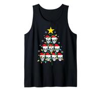Skull Christmas Tree Pajama Cool Skeleton Santa Hat Xmas Camiseta sin Mangas