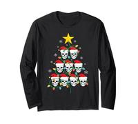 Skull Christmas Tree Pajama Cool Skeleton Santa Hat Xmas Manga Larga