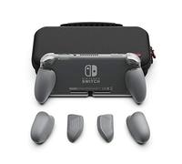 Skull & Co. GripCase Lite Bundle: A Comfortable Protective Case with Replaceable Grips [to fit All Hands Sizes] for Nintendo Switch Lite [with Carrying Case] - Gray