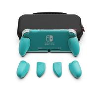 Skull & Co. GripCase Lite Bundle: A Comfortable Protective Case with Replaceable Grips [to fit All Hands Sizes] for Nintendo Switch Lite [with Carrying Case] - Turquoise