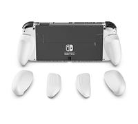 Skull & Co. GripCase OLED for Nintendo Switch OLED Model: A Dockable Transparent Protective Cover Case with Interchangeable Grips [to fit All Hands Sizes] [No Carrying Case] - OLED White