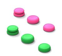 Skull & Co. Skin, CQC and FPS Thumb Grip Set Joystick Cap Analog Stick Cap for Nintendo Switch and Switch OLED Joy-con Controller - Neon Pink+Green, 3 Pairs(6pcs)