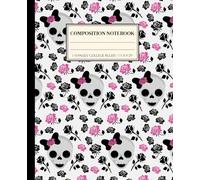 Skull Composition Notebook: Dark Academia Aesthetic College Ruled Cute Coquette Journal Magical Halloween Pink, Grey, White & Black Rose, Skulls, ... School Supply for Writing and Journaling