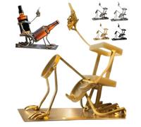 Skull Drinks and Wine Bottle Stand,Funny Metal Skull Skeleton Bar Decor for Whiskey Beer,Steampunk Style Beer Beverage Display Stand for Home Kitchen Decor (Black, 20*20*9CM/7.87*7.87*3.54in)