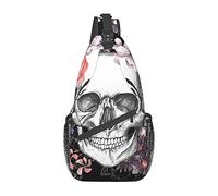 Skull Flower Sling Bag, Chest Bag Daypack, Crossbody Sling Mochila para Viajes, Deportes, Correr, Senderismo