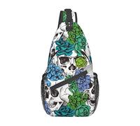 Skull Flower Sling Bag, Chest Bag Daypack, Crossbody Sling Mochila para Viajes, Deportes, Correr, Senderismo