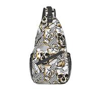 Skull Flower Sling Bag, Chest Bag Daypack, Crossbody Sling Mochila para Viajes, Deportes, Correr, Senderismo