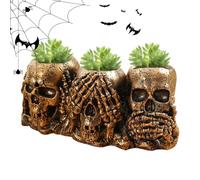 Skull Ghost Halloween Planter - Skeleton Decor Candy Bowl, Spooky Resin con