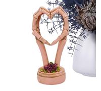Skull Hand Heart, Halloween Skeleton Statue, Abstract Bone Design, Sturdy Resin Material, Great for Wedding Decor Living Room Kitchen Bedroom Counter or Offices Displays, 3.35 x4.13 x8.27 inches