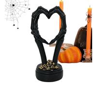 Skull Hand Heart Sculpture, Halloween Skeleton Statue, Abstract Heart Shaped Design, Sturdy Decorative Accent, Ideal for Home, Work, Wedding, Kitchen, Bedroom, Living Room, 3.35x4.13x8.27 Inches