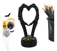 Skull Hand, Skeleton Hand Shaped Heart Statue, 3.35x4.13x8.27 Inches, Halloween Love Shape Sculpture, Abstract Decorative Accent for Home Kitchen Bedroom Counter Living Room Party Spooky Gothic Decor