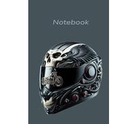 Skull Helmet Notebook: Edgy 5.5 x 8.5 Inch Biker Journal with 100 Grid Pages - For Garage Notes, Sketches, and Road Trip Logs