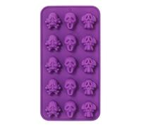 Skull Ice Tray, Skeleton Head Mold, 7.91x4.13x0.67 Inches Size 15 Cavity Flexible, Silicone Cube Maker for Whiskey, Cocktails, Champagne, Party Drinks and Baking