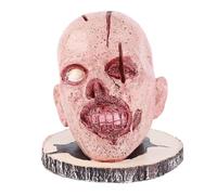 Skull Knife Holder Head, Horror Themed Knife Storage Rack, Resin Skeleton Head Knife Stand with Stable Base, Creepy Kitchen Decor for Halloween Party Home Decoration
