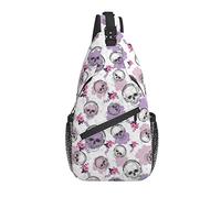 Skull Listening to Music Pattern Crossbody Bag Unisex Shoulder Sling Backpack Chest Bag One Strap Backpack Ligero Viaje Senderismo Mochila para Hombres Mujeres Casual Shopping Sport