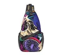 Skull Mushroom-1 Sling Bag, Chest Bag Daypack, Crossbody Sling Mochila para Viajes, Deportes, Correr, Senderismo