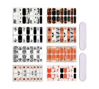 Skull Nail Stickers - 8 Styles Halloween Glow Decals, File Set | Nail Decals for Manicure Salon Women Beginners Halloween Party
