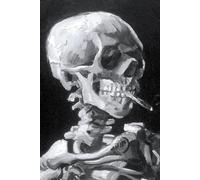 Skull of a Skeleton with Burning Cigarette (Black and White) - Vincent van Gogh - Hardcover Notebook: 120 Lined Pages 6" x 9" Journal Diary Notepad
