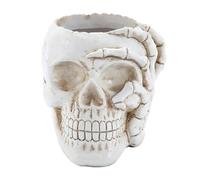 Skull Planter Resin Flower Pot | Gothic Halloween Plant Pot for Indoor & Outdoor | Skull Head Vase for Succulents, Herbs & Home Decor | Black or White