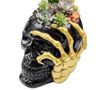 Skull Planter Resin Flower Pot | Gothic Halloween Plant Pot for Indoor & Outdoor | Skull Head Vase for Succulents, Herbs & Home Decor | Black or White