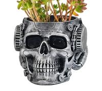 Skull Planter | Spooky Gothic Display Pen Holder | Skull Flower Pot Head Planter | for Indoor Outdoor Home Bedroom Living Room Kitchen texture with gothic aesthetics to create Garden Yard Patio Porch