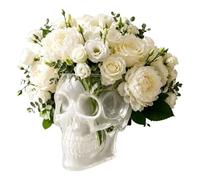 Skull Planter - Wall Mount Floral Container, 8x6x4 Inches Goth Vase for Home Decor, Indoor, Outdoor, Bedroom Patio Door Gate Living Room Use, Gothic Accent Decor