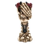 Skull Pots For Plants - Novelty Flower Container, Gothic Desktop Sculpture, Skull Themed Decorative Display Piece Inspired by 3 Wise Skulls Concept, Eye Catching Shelf For Home Desk Patio Decoration