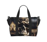 Skull Rock Roll Skeleton Bone - Bolsa de viaje para mujer, bolsa de mano grande para fin de semana, bolsa de entrenamiento para gimnasio, bolsa de hospital para mamá, Black, Talla única