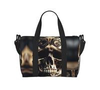 Skull Rock Roll Skeleton Bone - Bolsas de viaje versátiles para artículos personales para mujer, espaciosas bolsas de lona para viajes, bolsas de gimnasio para hombres, Negro -, Talla única
