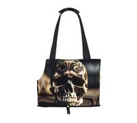 Skull Rock Roll Skeleton Bone Print Puppy Carrier Walking Dog Bags Pets Dogs Carrier Bags for Small Dogs and Cat and Rabbit