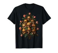 Skull Rose Bouquet Dark Gothic Vanitas Art Floral Camiseta