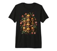 Skull Rose Bouquet Dark Gothic Vanitas Art Floral Camiseta Premium