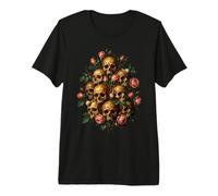 Skull Rose Bouquet Dark Gothic Vanitas Art Floral Camiseta Premium