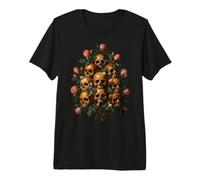 Skull Rose Bouquet Dark Gothic Vanitas Art Floral Camiseta Premium