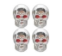Skull-Shaped Air Valve Covers - Tire Stem Cap Set of 4 | Stylish Car, Bike, Truck, Bicycle, Motorcycle Tire Accessories, Airtight Seal Dustproof Cap for Rims, Airflow Protection, Decorative