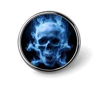 Skull Skeleton Bones Flame Custom Pin Lapel Pins Round Badge Brooches Clothing Decoration for Women Men