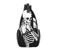 Skull Sling Backpack Crossbody Bag Sling Shoulder Backpack para hombres, mujeres, día de los muertos, Sugar Skull, unisex, pequeño senderismo, viaje, pecho, mochila, deportes de ocio, correr al aire l