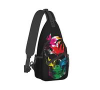 Skull Sling Bag Senderismo Mochila Cruzada Bolsas de Viaje en el Pecho Mochila de Hombro Casual para Mujeres Hombres con Correa Ligero Deporte al Aire Libre Corredores Escalada