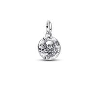 Skull Sterling Silver Medallion with Clear Cubic Zirconia