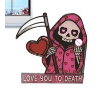 Skull Suncatcher - Window Decoration | 15x15cm Acrylic Ornament with Hanging Feature, Lightweight 50g Material with Love Design, Indoor Corner Glass Accent for Bedroom Bookshelf