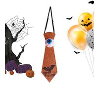 Skull Tie, Lighted Eyeball Halloween Bowtie, Bat Pattern Collar Accessory, 9.84 x 7.09 x 0.2 Inches, Spooky Costume Detail for Men, Youth, Cosplay, Stage Show, Party, Halloween Exhibition Use