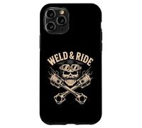 Skull with Goggles and Crossed Pistons Biker Artwork Carcasa para iPhone 11 Pro