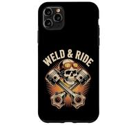 Skull with Goggles and Crossed Pistons Biker Artwork Carcasa para iPhone 11 Pro Max