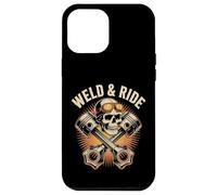 Skull with Goggles and Crossed Pistons Biker Artwork Carcasa para iPhone 12 Pro Max