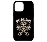 Skull with Goggles and Crossed Pistons Biker Artwork Carcasa para iPhone 12 Pro Max