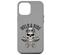 Skull with Goggles and Crossed Pistons Biker Artwork Carcasa para iPhone 12 Pro Max
