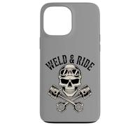 Skull with Goggles and Crossed Pistons Biker Artwork Carcasa para iPhone 13 Pro Max