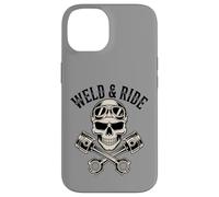 Skull with Goggles and Crossed Pistons Biker Artwork Carcasa para iPhone 14