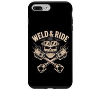 Skull with Goggles and Crossed Pistons Biker Artwork Carcasa para iPhone 7 Plus/8 Plus
